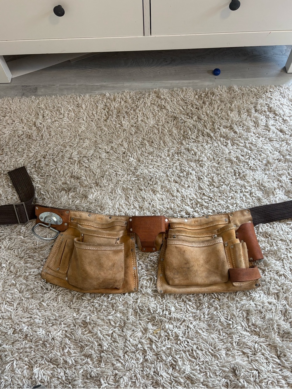 Leather Ironworker Tool Belt Pouch Waist Organizer, good condition, small/medium